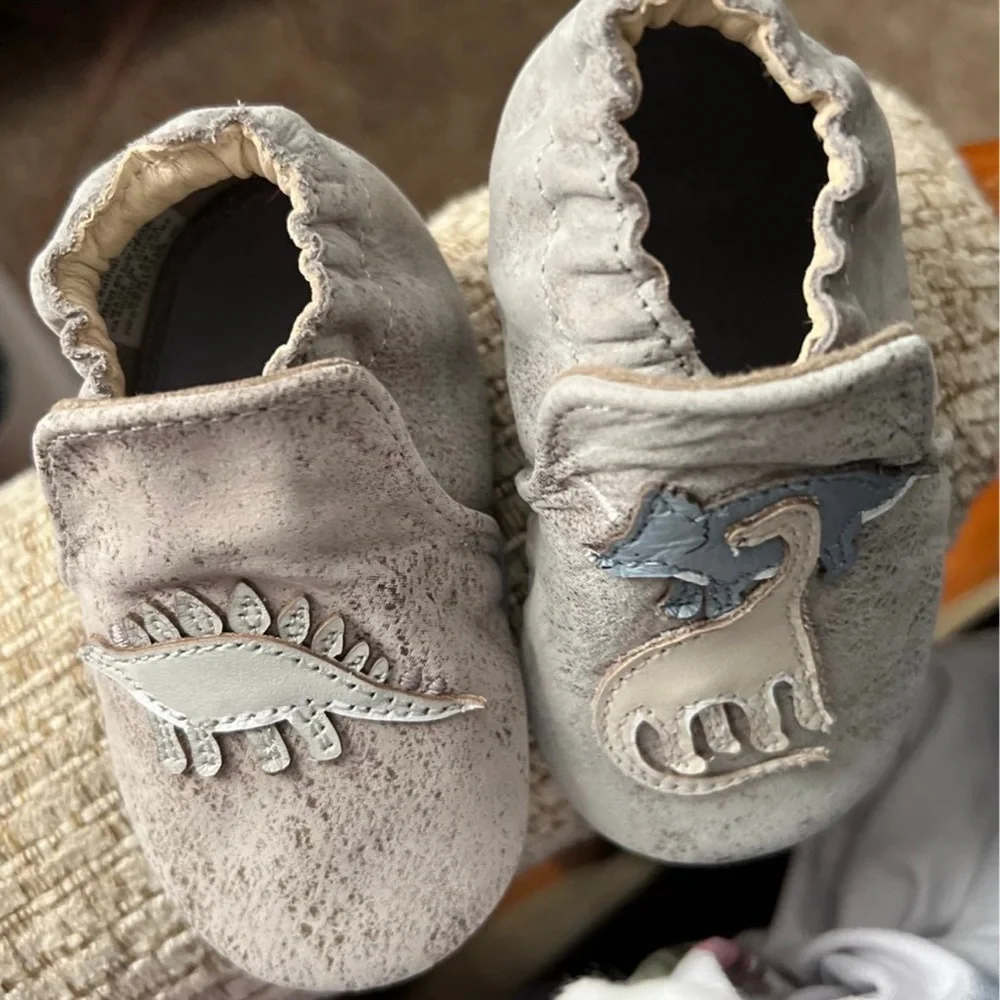 Robeez Gray Baby Walker Shoes Soft Soles
